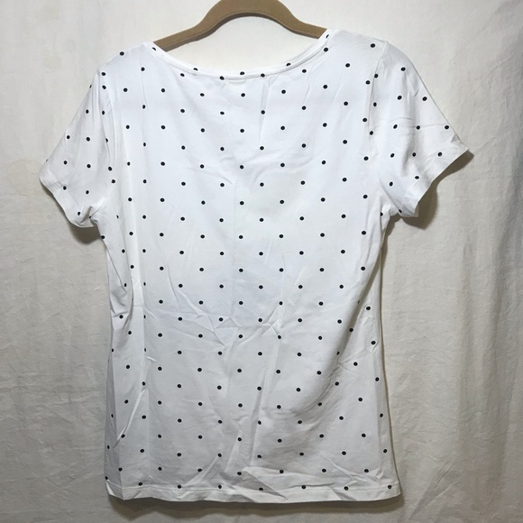H&M Basics Black White Polka Dot Scoopneck Casual Short Sleeve Shirt Large L GUC - Picture 3 of 10